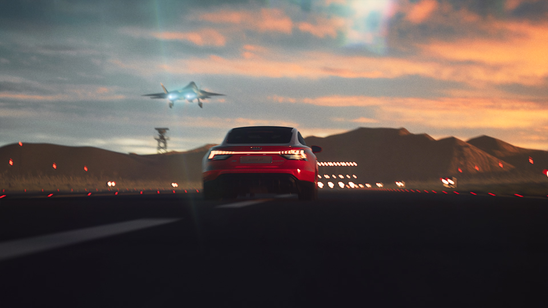 Audi performance car in a cinematic automotive CGI scene